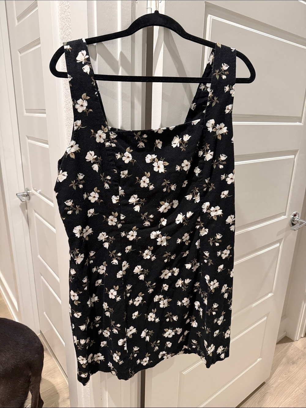 Black Floral Square-Neck Women’s Mini Dress